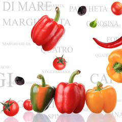 Making a pizza with italian words in background. Part I