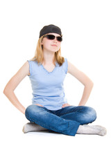 Cool teen on white background.