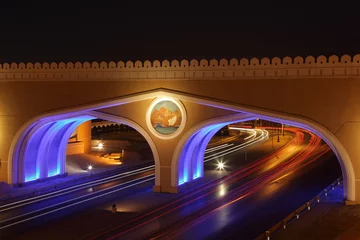 Papier Peint photo autocollant moyen-Orient Gate to Muttrah, Illuminated at night. Muscat, Oman