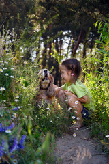 Obraz premium girl and the dog