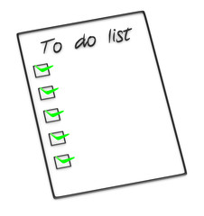 3D rendering of To Do List with green marks.