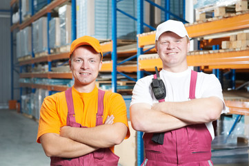 manual workers crew in warehouse