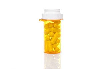 A yellow pill bottle