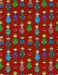 cartoon Chinese people seamlese pattern