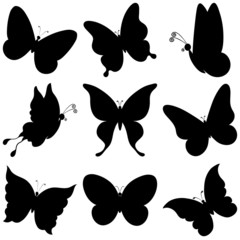 Naklejka premium Butterflies, black silhouettes