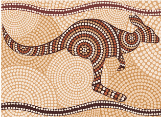 kangaroo (painting in the Aboriginal style, abstract )