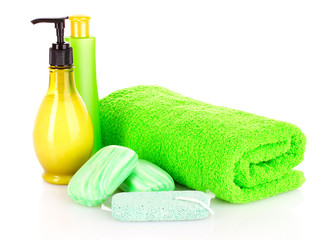 collection of materials for  bath on white