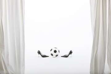 classic soccer ball with high heels