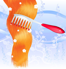 comb and red hair