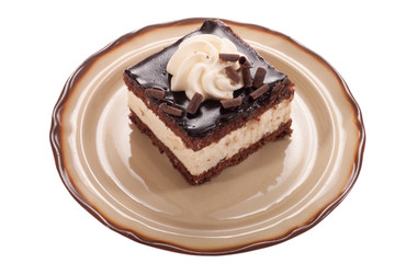 piece of chocolate cream cake