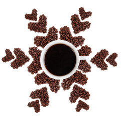 snowflake from coffee grains