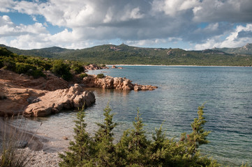 Fototapeta na wymiar Sardinia, Italy: Costa Smeralda, Cala Petra Ruja beach