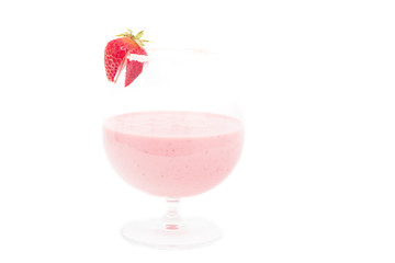 a strawberry milkshake isolated on white