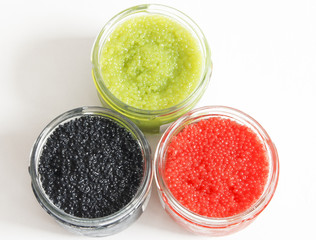 Obraz na płótnie Canvas red and green and black caviar