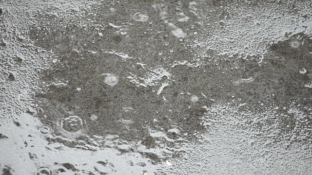 Rain, ripples in the pavement