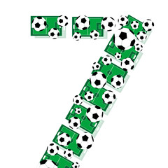 Number 7 Seven from balls and soccer fields