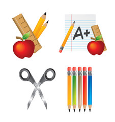 Education supplies on white backdrop