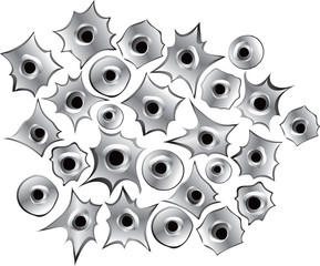 Bullet holes in different shapes