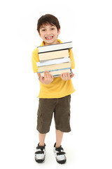 Back to School Boy Child with Text Books