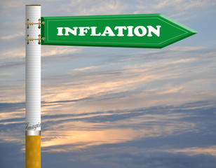 Obraz premium Inflation cigarette road sign