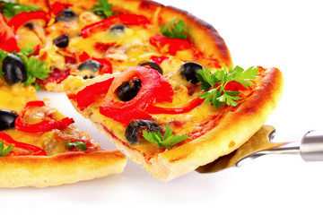Tasty  pizza isolated on white