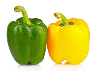 Two bell peppers isolated on white