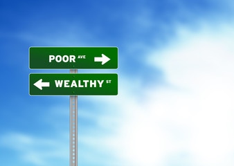 Poor and wealthy Road Sign