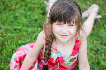 Summer portrait of cute little girl