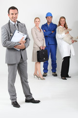 Studio shot illustrating four occupations