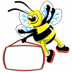 Cartoon bee with speech bubble