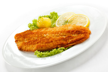 Fish dish - fried fish fillet with vegetables