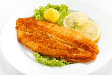 Fish dish - fried fish fillet with vegetables