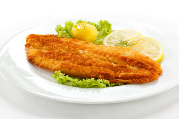 Fish dish - fried fish fillet with vegetables