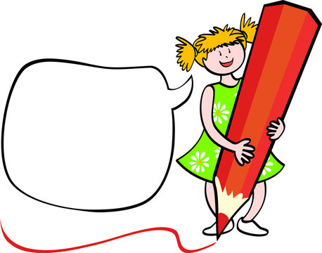 recommend clip art: Bimba con matita