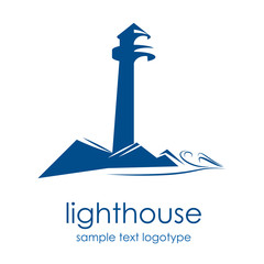 Logo lighthouse on the cliff   Vector © puckillustrations