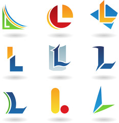 Vector illustration of abstract icons based on the letter L