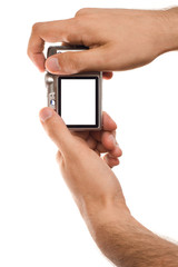 compact digital photo camera isolated on white background