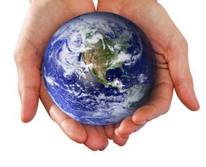 Human Hand Holding the World in Her Hands