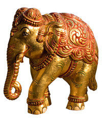 gold painted wooden elephant, handicraft, Jaipur, India