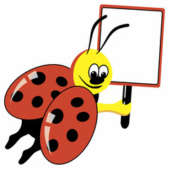 Fototapeta premium Cartoon ladybird with speech bubble