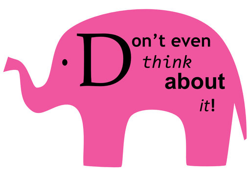 Don't think about pink elephant - design for T-shirt