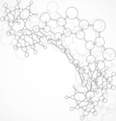 Black and white background with bulky molecules
