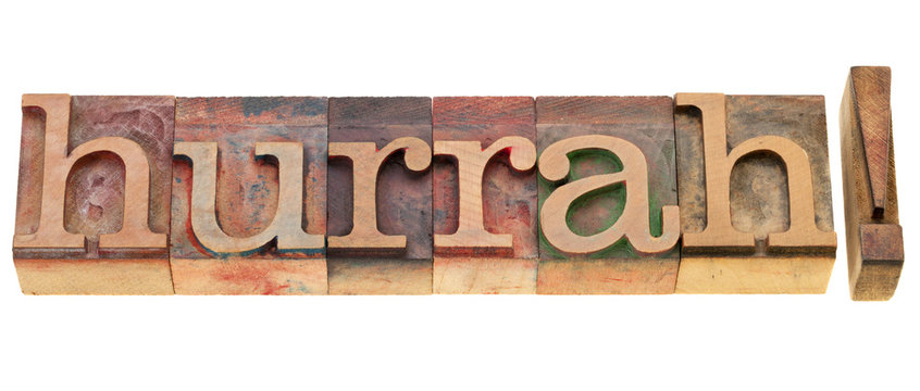 hurrah in letterpress type