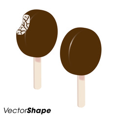 Chocolate rounded ice cream on a stick