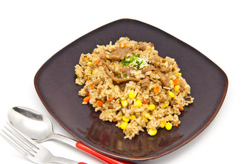 fried rice with pork and vegetable, japan food style