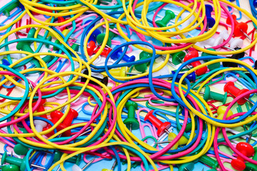 Colored paper clips and pins