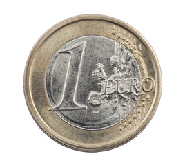 One Euro coin with clipping path