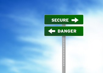 Obraz premium Secure and Danger Road Sign