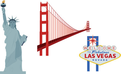 Famous landmarks of USA, vector