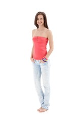 Beautiful girl in casual summer clothes